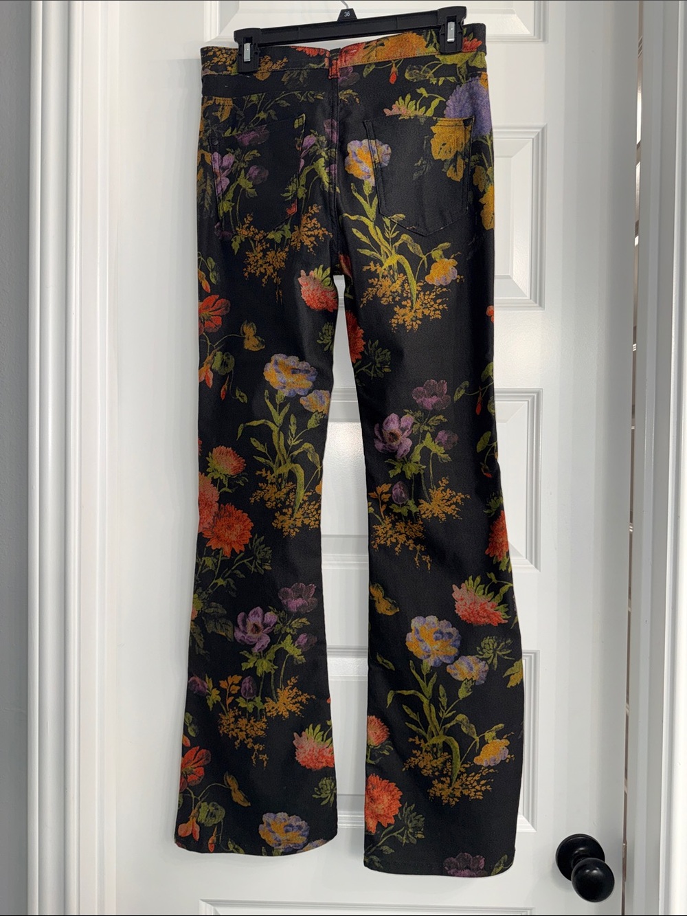 Pilcro Black Floral High-Rise Flare Floral Jeans - Picture 6 of 7